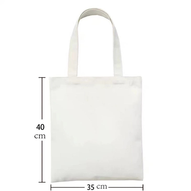 Women's Medium Canvas Human Letter Basic Square Open Canvas Bag