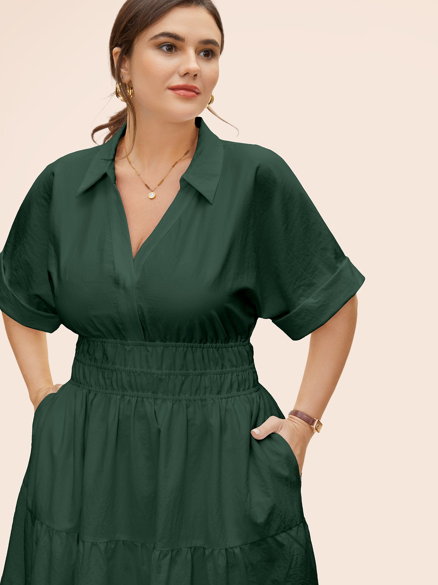 Midfield Tiered Midi Shirt Dress