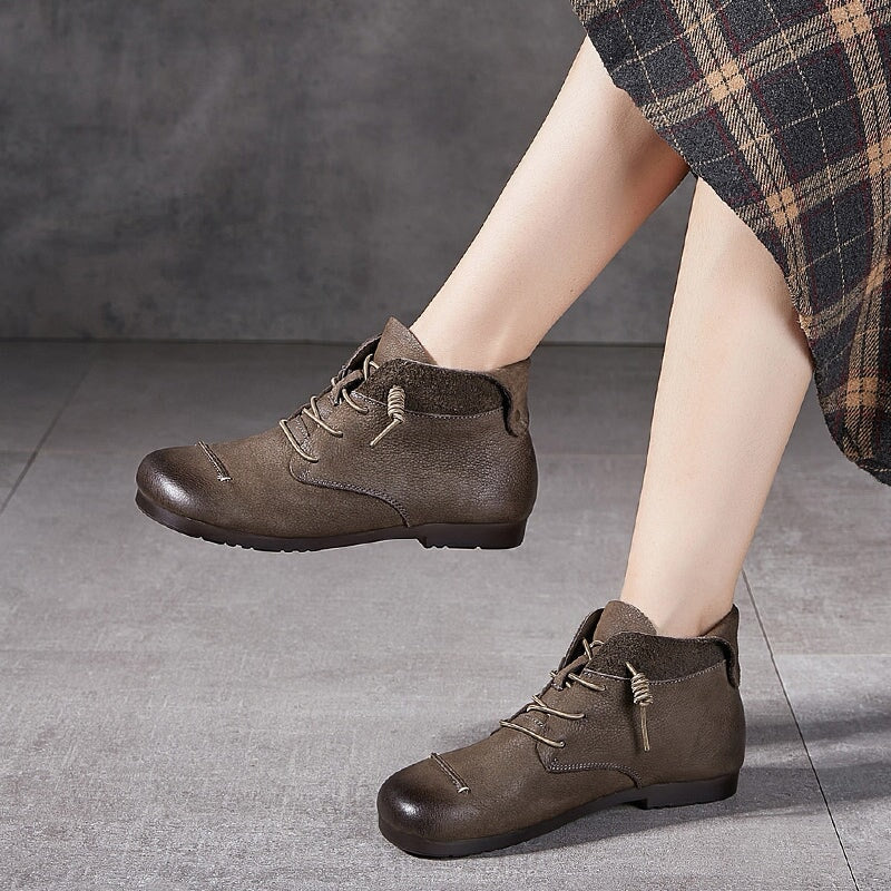 Handmade Barefoot Ankle Booties Mori Girl Shoes Soft Leather in Grey/Coffee