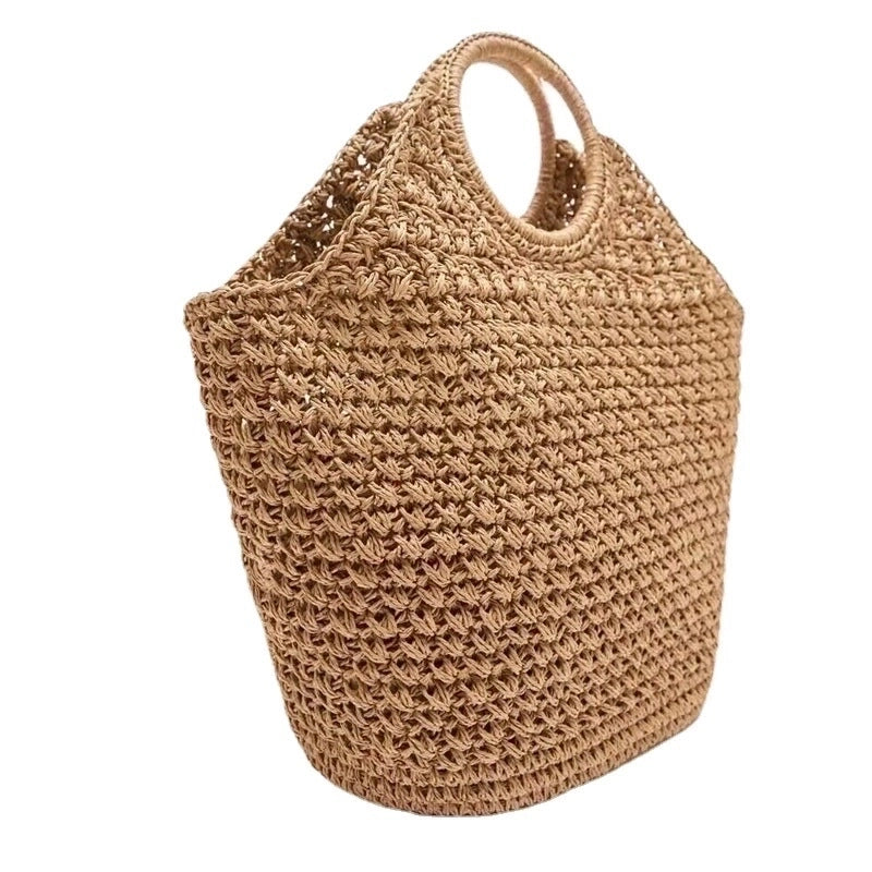Women's Medium Straw Solid Color Elegant Square Open Straw Bag