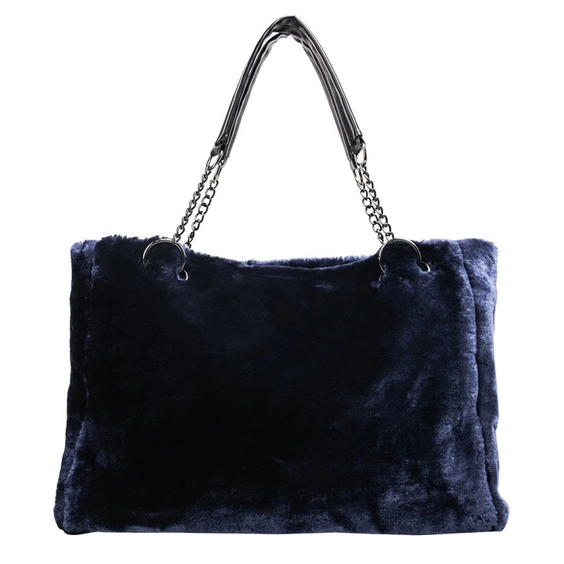 Autumn New Plush Women's Bag Handbag Fashion Plush Big Bag Women's Shoulder Bag Simple Bag
