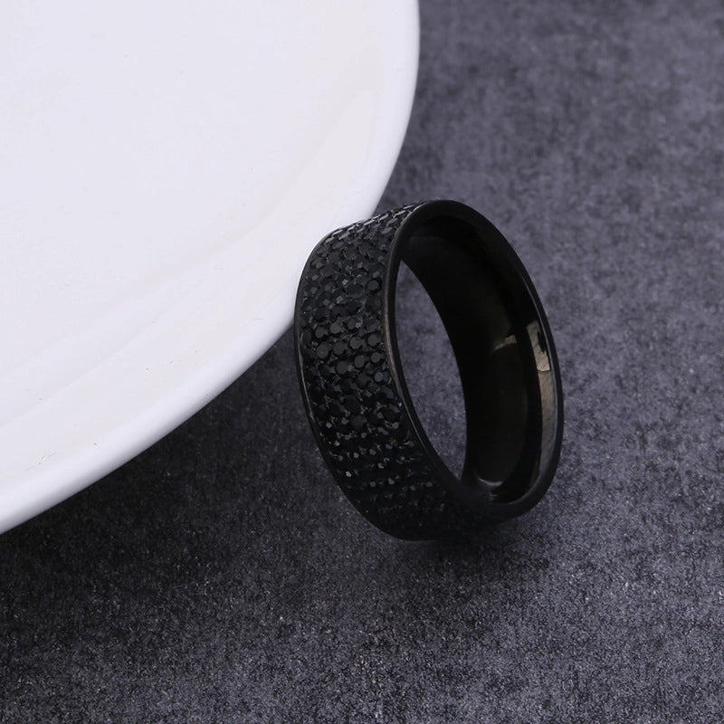 Stainless Steel Minimalist Geometric Inlay Zircon Rings