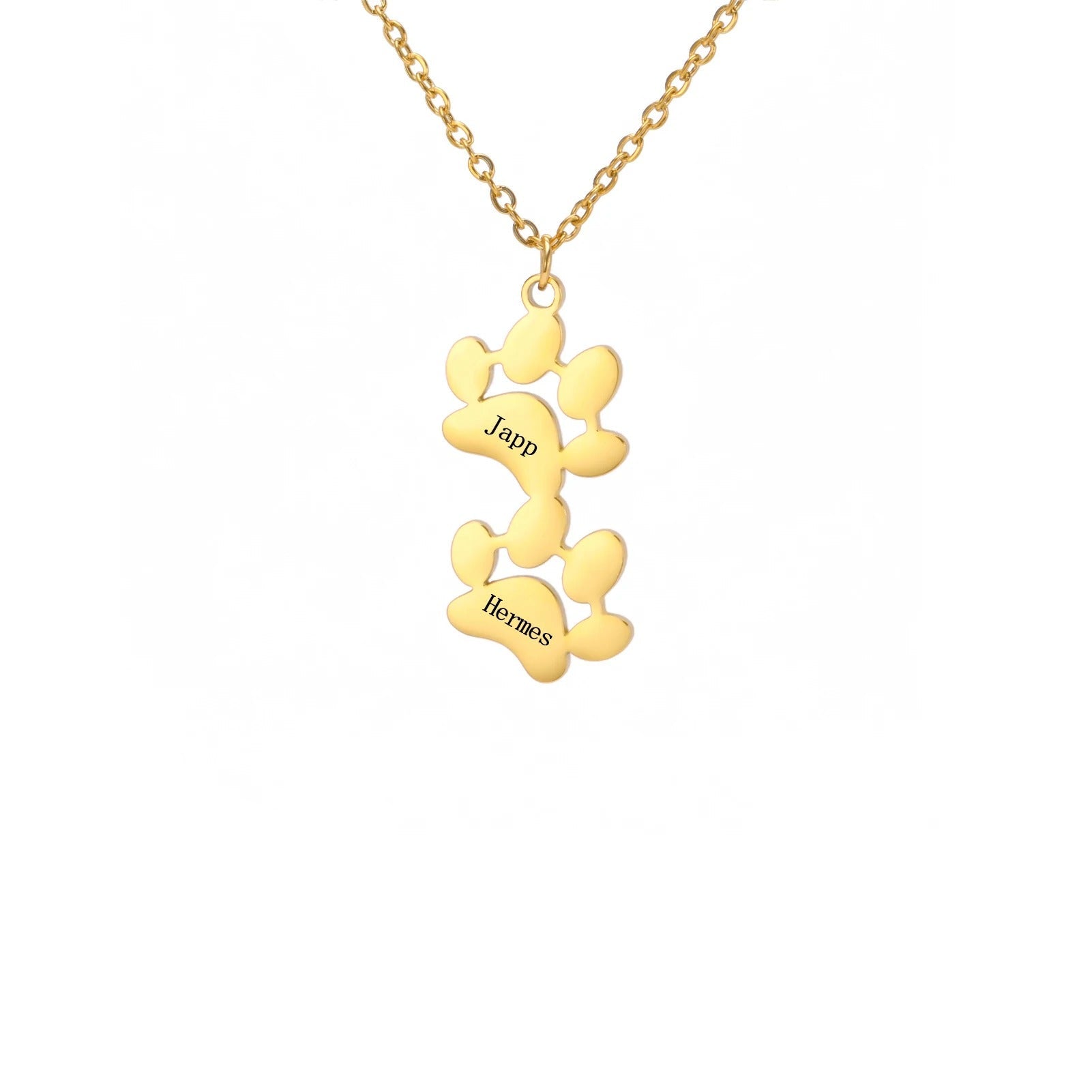 Custom Pet Name Paw Pendant Necklace