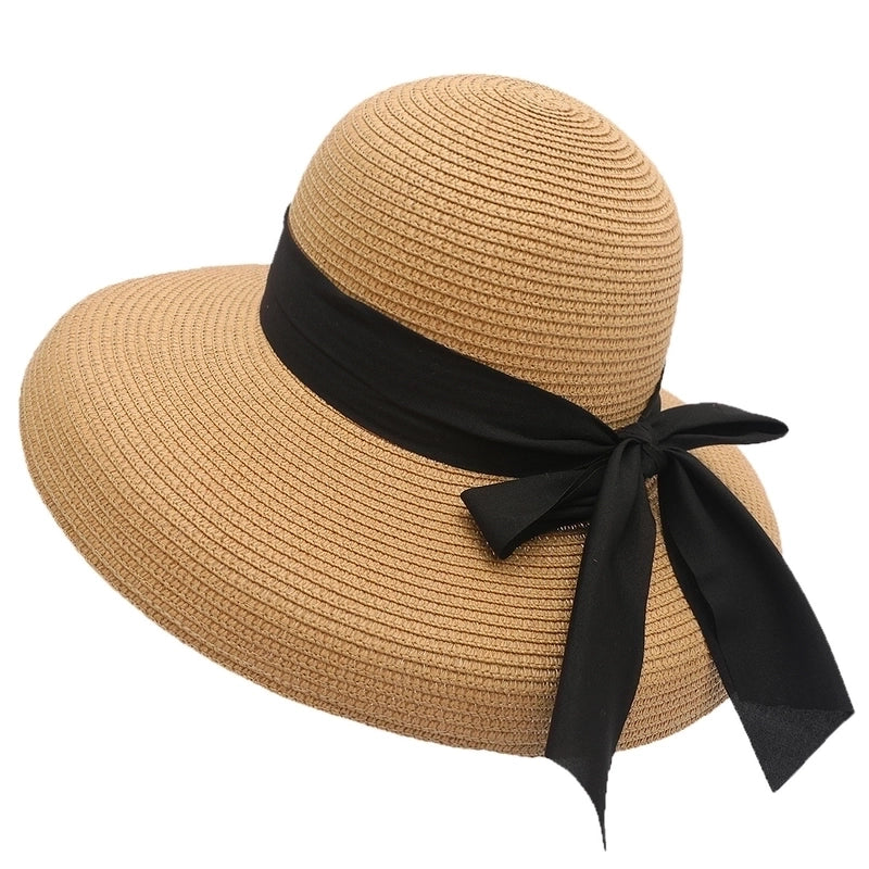 Women's Minimalist Classic Style Color Block Flat Eaves Straw Hat