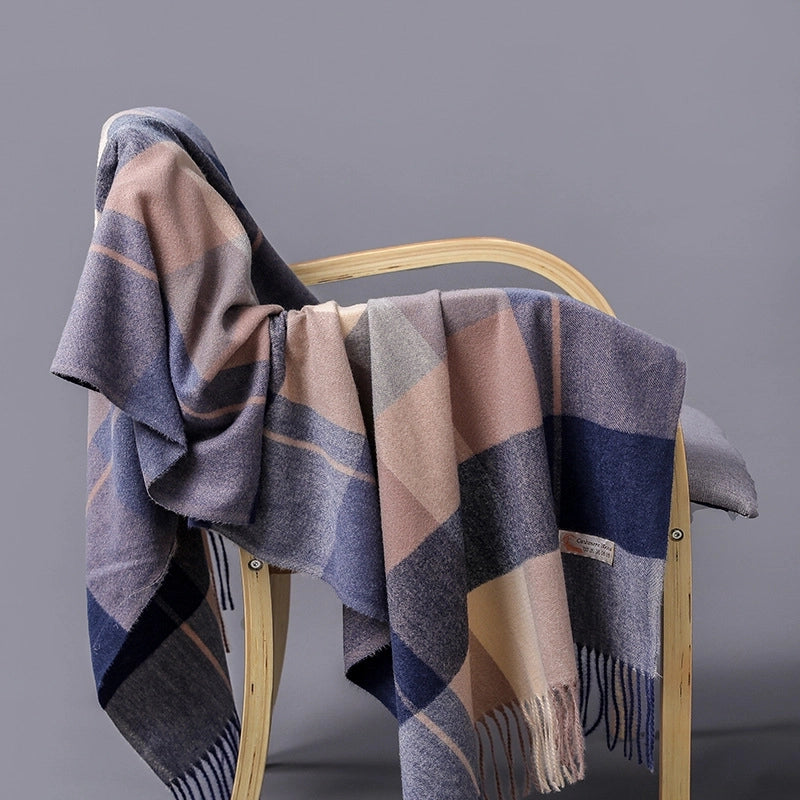 Autumn And Winter New Fashion Cashmere Big Baba Grid Tassel Scarf Men And Women Couples Warm Shawl