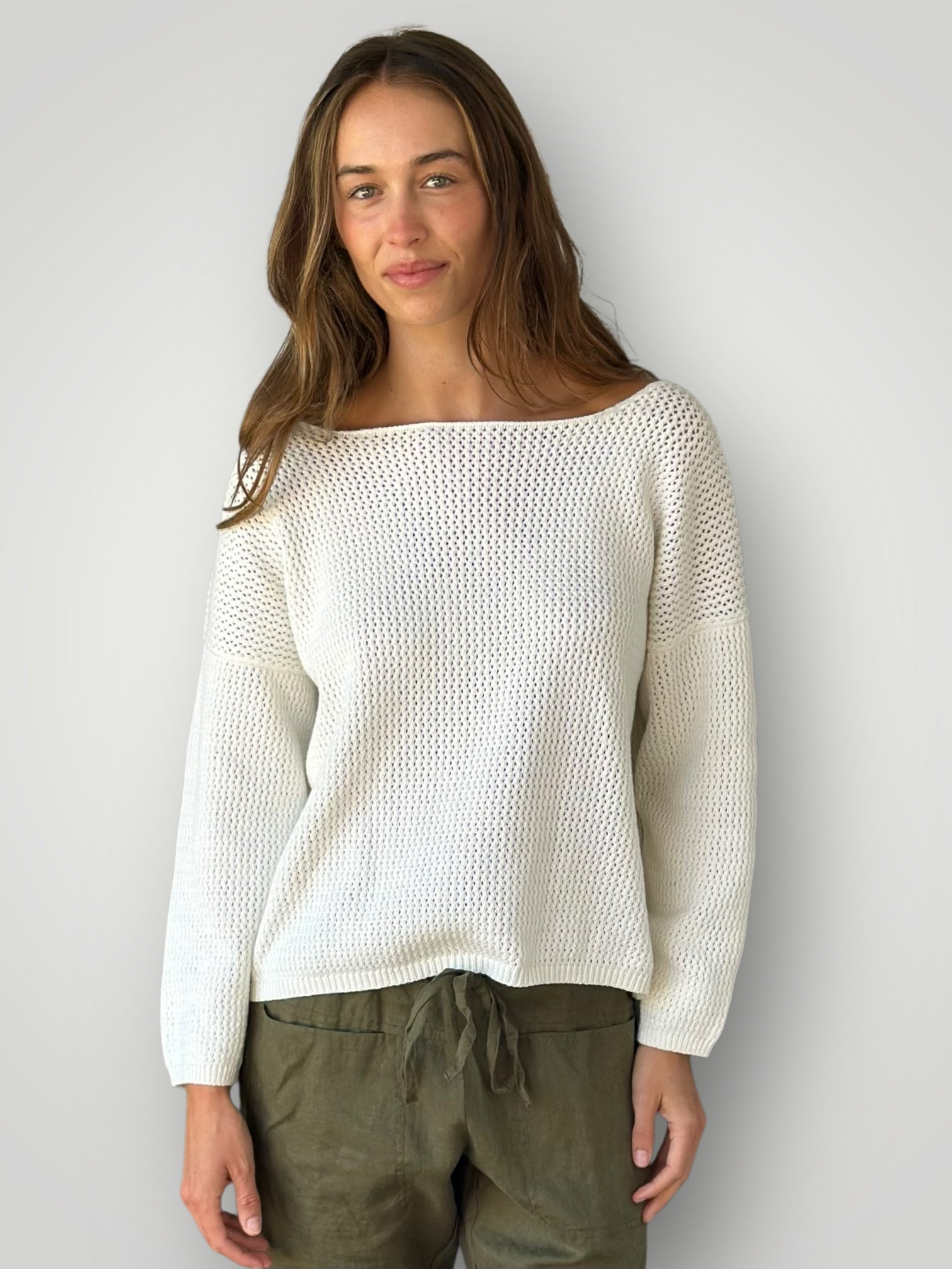 aria jersey- ivory cotton pointel