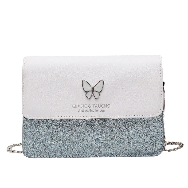 Women's Small Pu Leather Letter Butterfly Vintage Style Square Magnetic Buckle Crossbody Bag