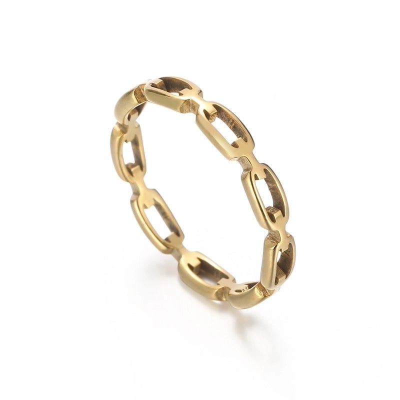 Minimalist Classic Style Solid Color Titanium Steel 18K Gold Plated Plating Chain Rings