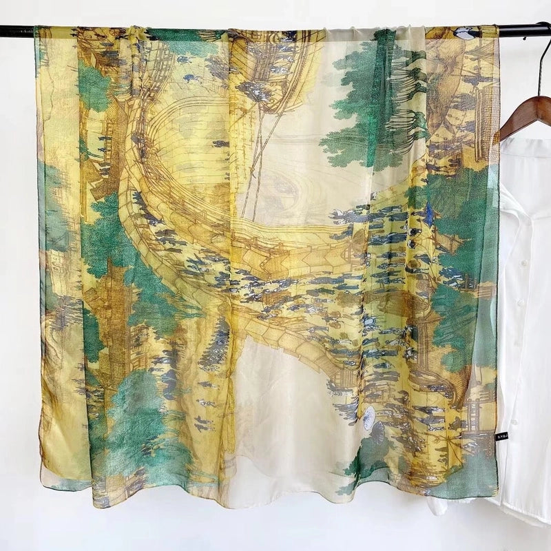 Spring And Summer New Yourou Silk Scarf Large Size Printed Beach Towel Dot Travel Vacation Sunscreen Scarf Women's Spot