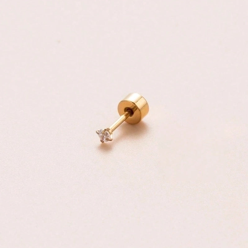 1 Piece Ear Cartilage Rings & Studs Sweet Minimalist Classic Style Geometric Round 316L Stainless Steel  Plating Inlay Zircon