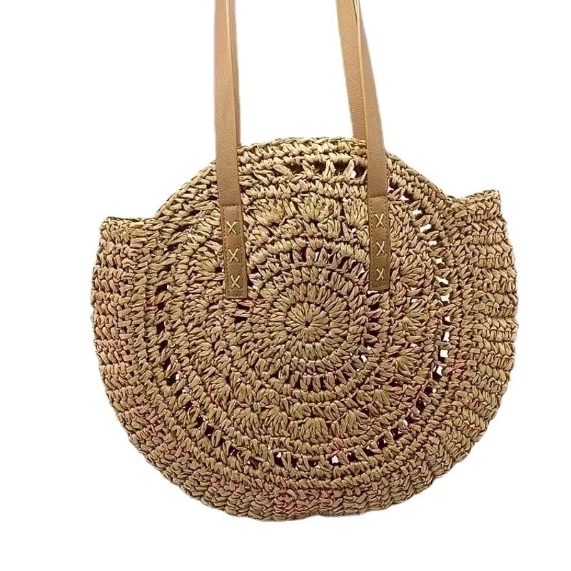 Women's Large Spring&summer Straw Vintage Style Circle Bag