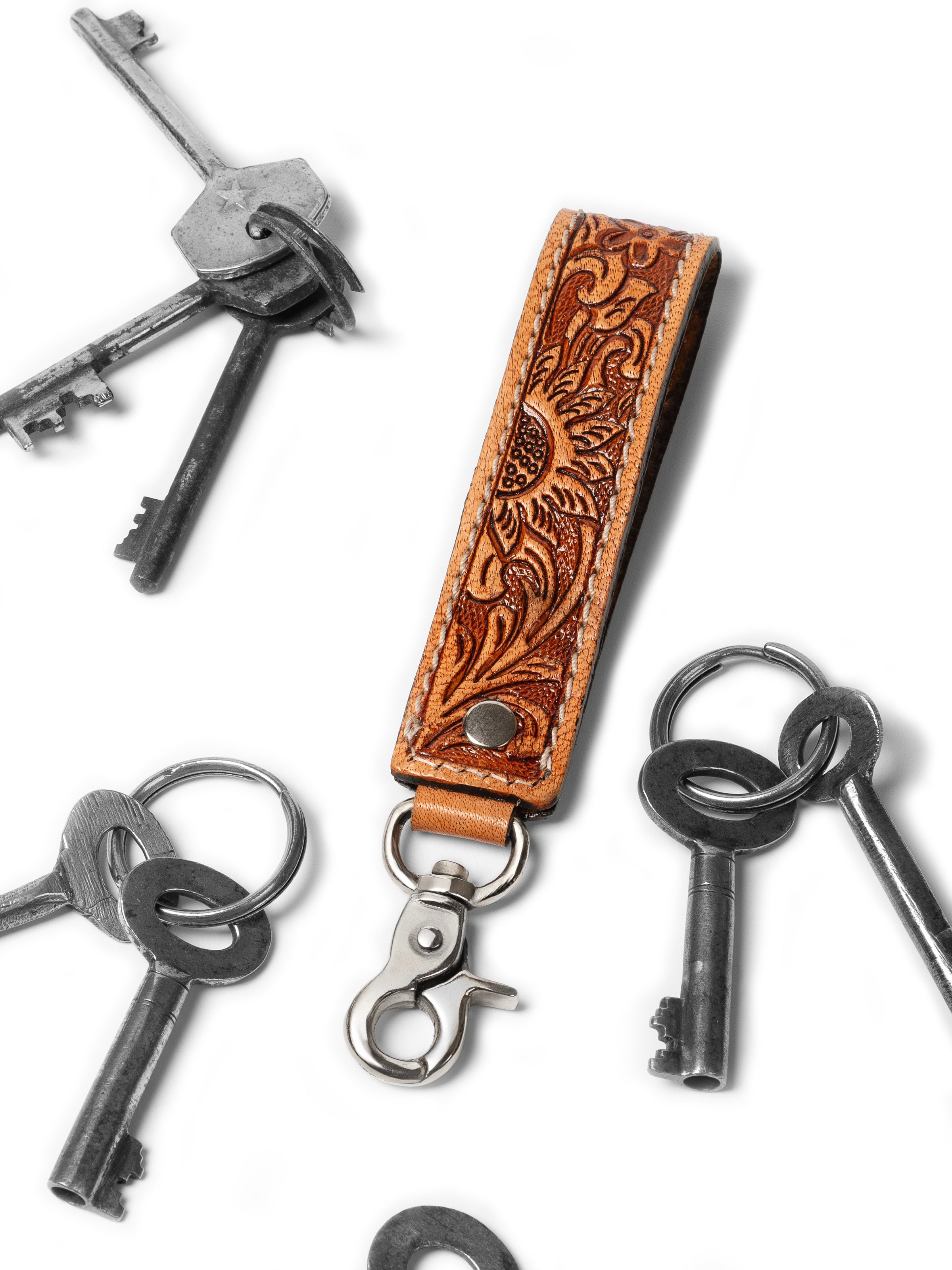 Designer Loop Leather Keychain