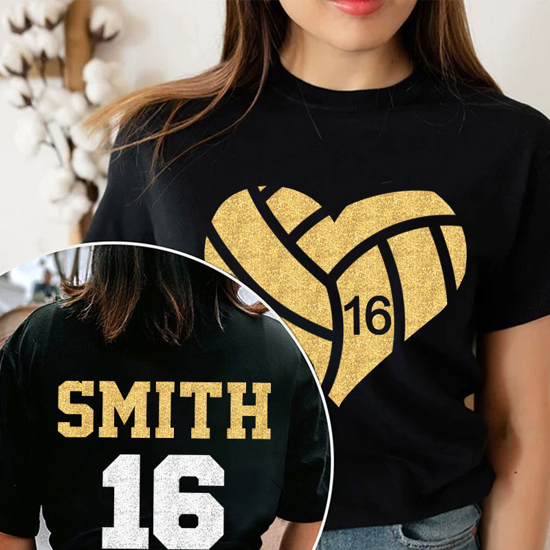 Personalized Mascot And Heart Sport Game Day Teacher Two Sided T-Shirt