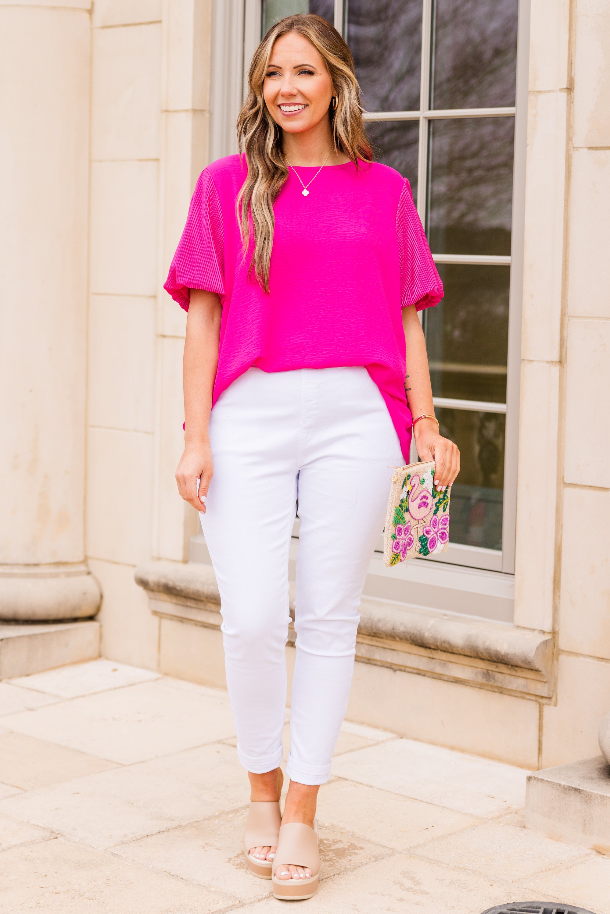 Bring In The Peace Top. Fuchsia