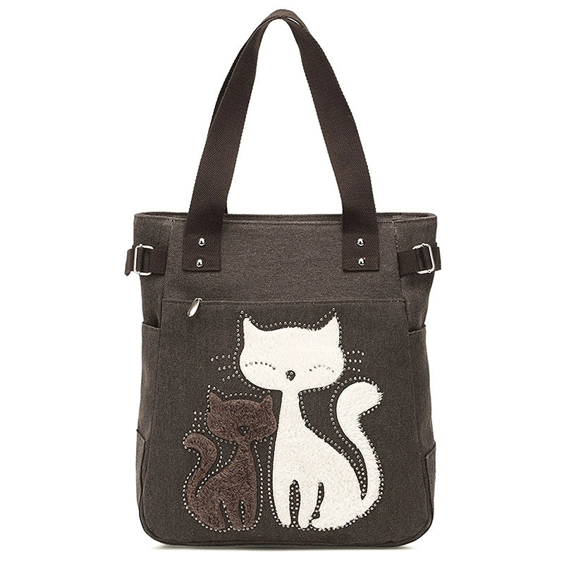 Women's Cute Cat Canvas Shopping Bags
