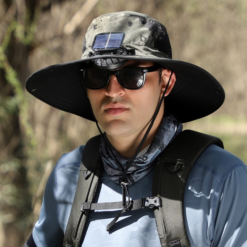 🔥LAST DAY 49% OFF🔥- Wide Brim Solar Fan Outdoor Fishing Hat-Solar & USB Charging