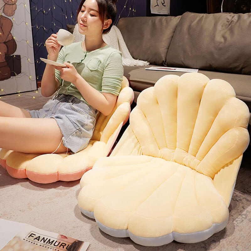 Shell Plush Cushion Large Calming Human Pet Bed