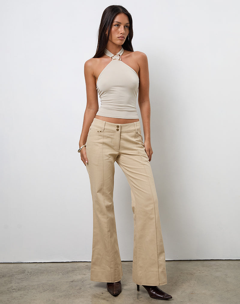 Lintira Slim Leg Trouser in Twill Sand