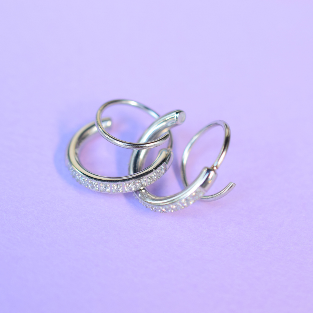 Twisted diamond style hoops - Silver