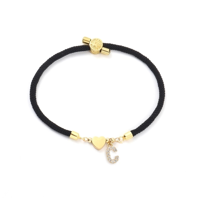 Minimalist Classic Style Letter 304 Stainless Steel Nylon Copper Zircon Bracelets In Bulk