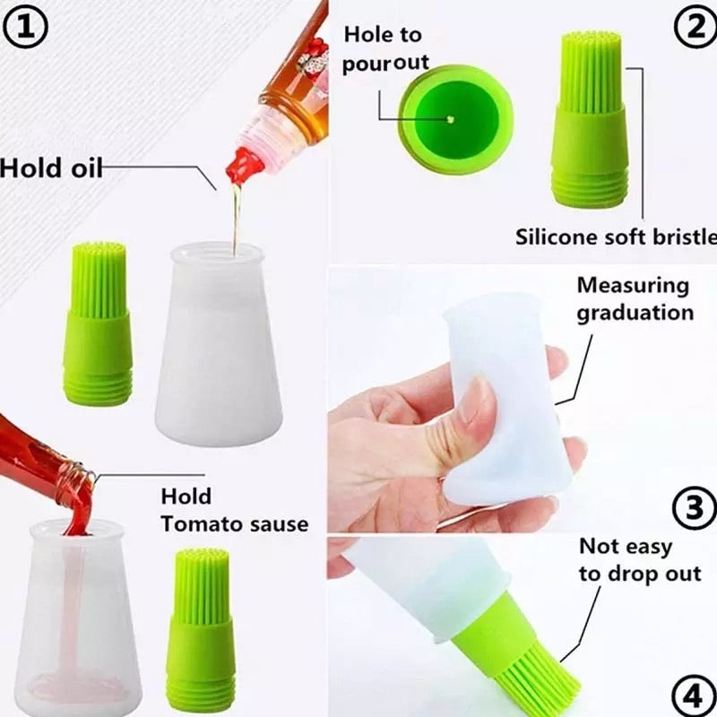 Portable Silicone Oil Bottle.Oil Brush With Squeeze Bottle. Silicone Bastry Brush