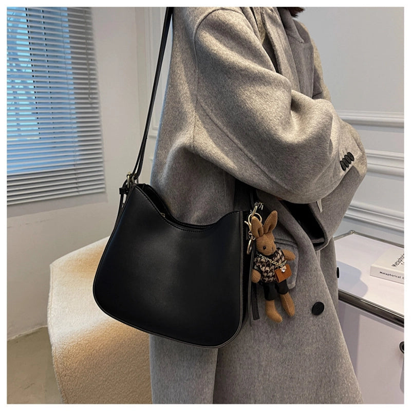 Women's Medium Pu Leather Solid Color Basic Classic Style Zipper Tote Bag