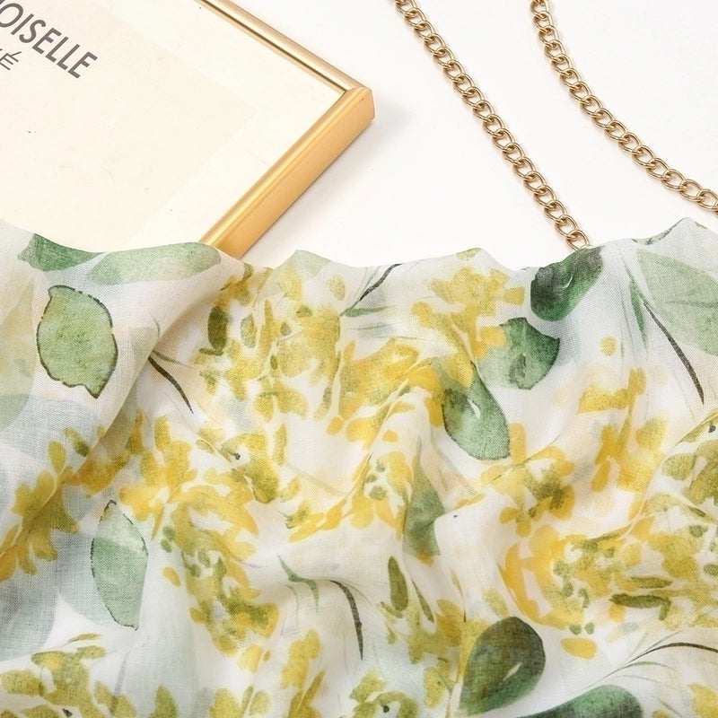 Women's Sweet Flower Cotton And Linen Tassel Silk Scarves