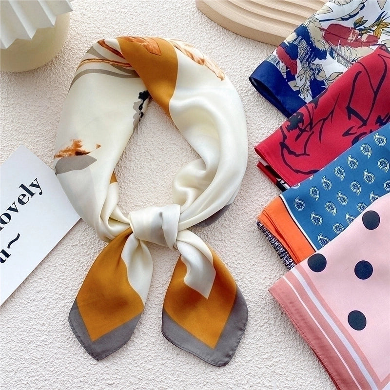 Fashion Small Thin Square Towel Silk Scarf Hair Band For Women 70*70