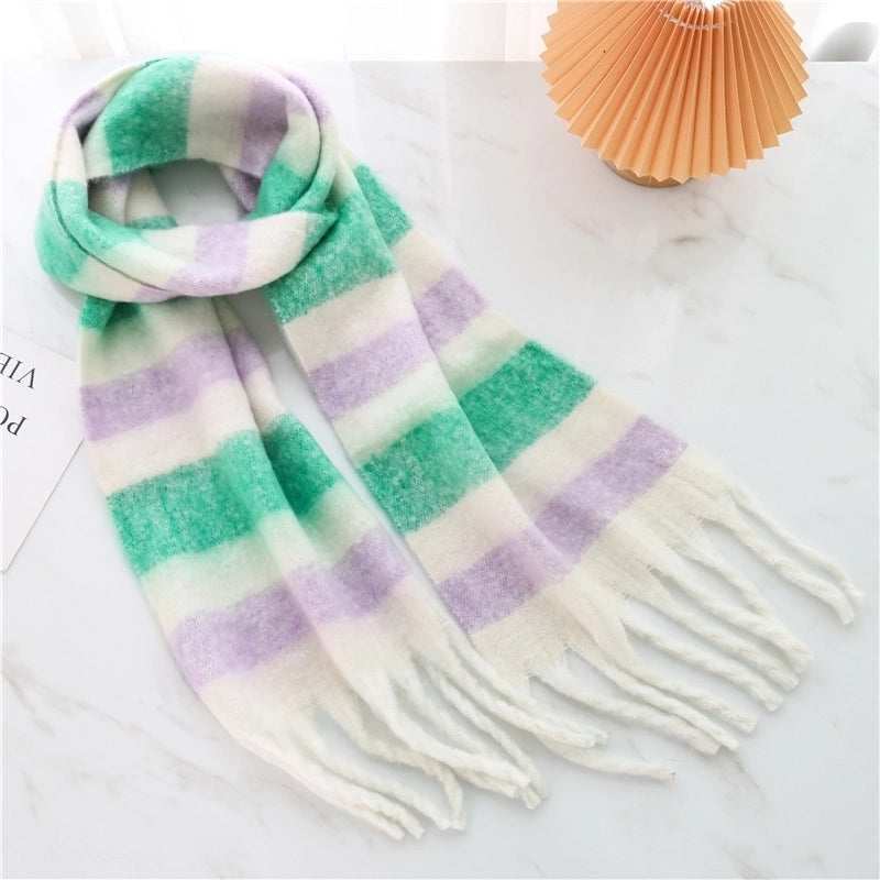 Women's Casual Plaid Imitation Cashmere Tassel Scarf
