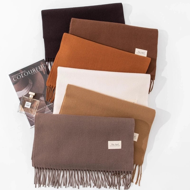 Women's Basic Solid Color Imitation Cashmere Tassel Scarf