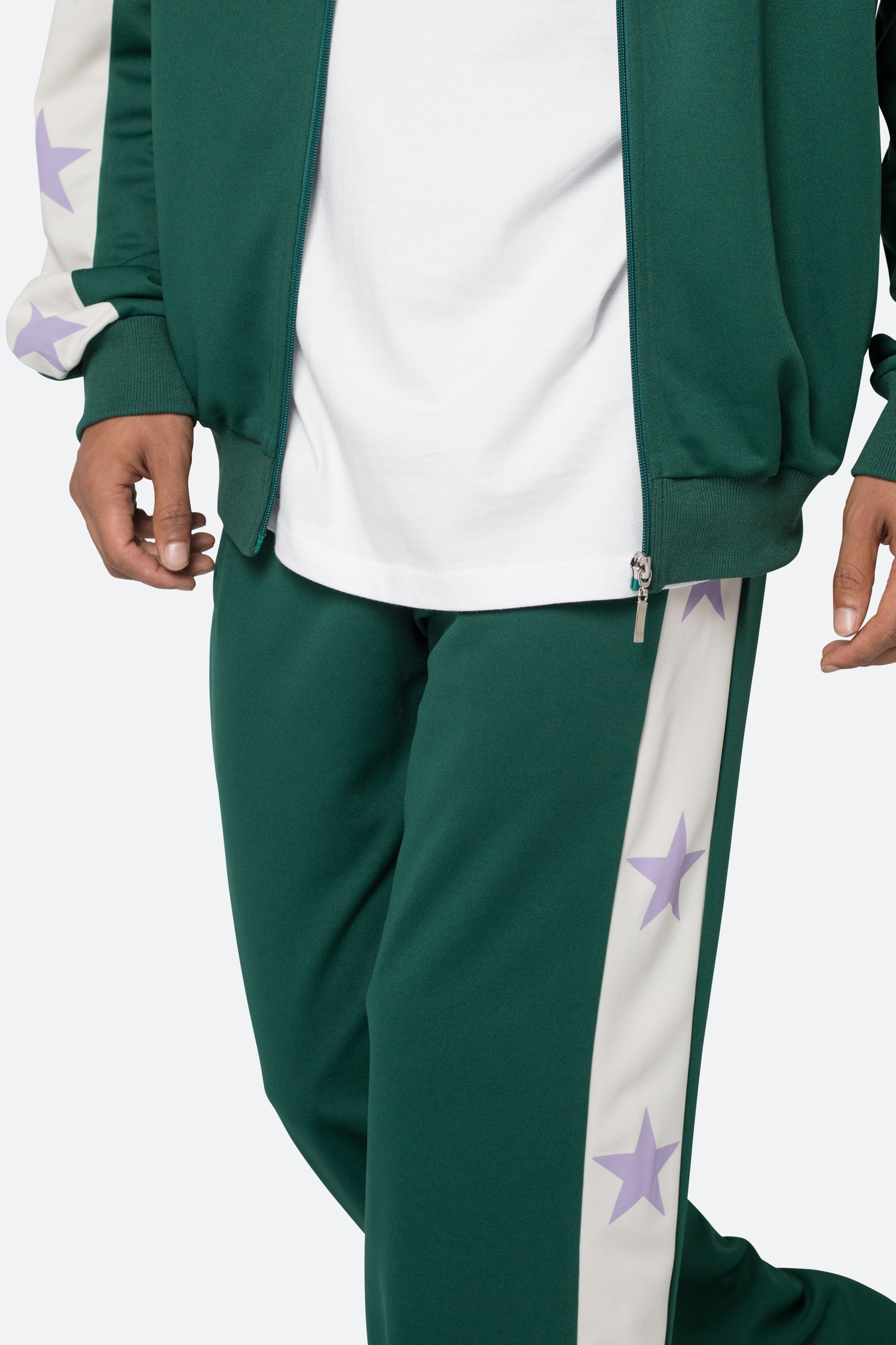 Star Stacked Track Pants - Green