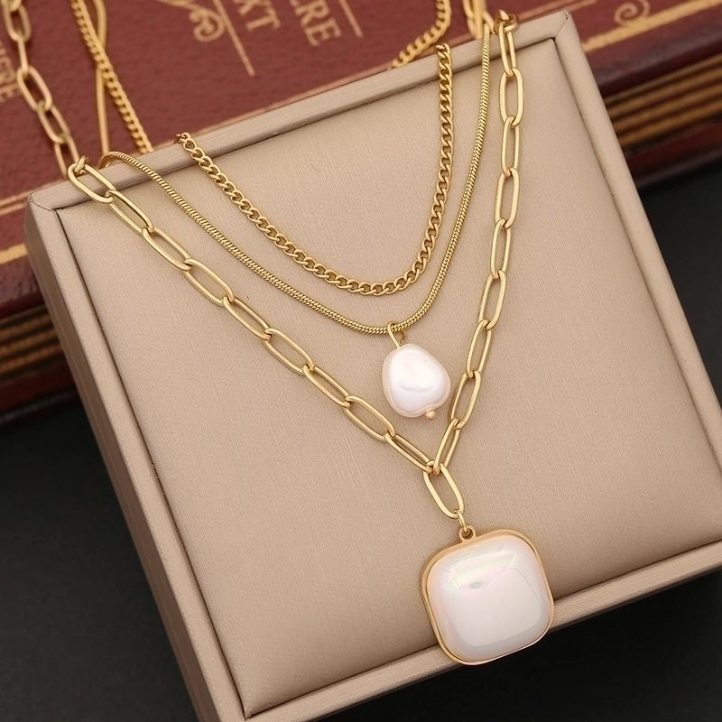 Commute Heart Shape 304 Stainless Steel Copper Layered Plating 18K Gold Plated Necklace