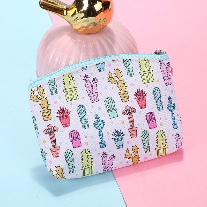 Women's Plant Pu Leather Zipper Coin Purses