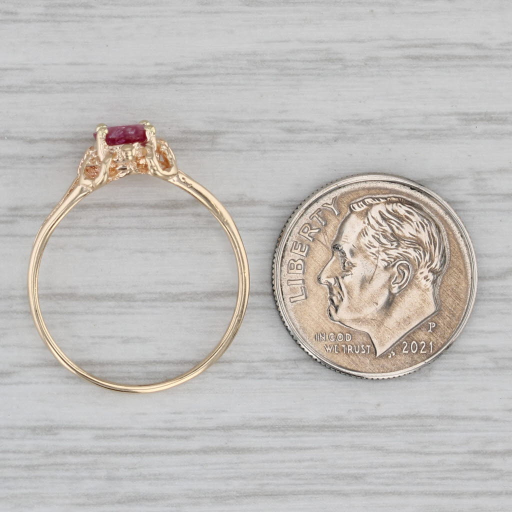 0.50ct Ruby Ring 10k Yellow Gold Round Solitaire Size 7