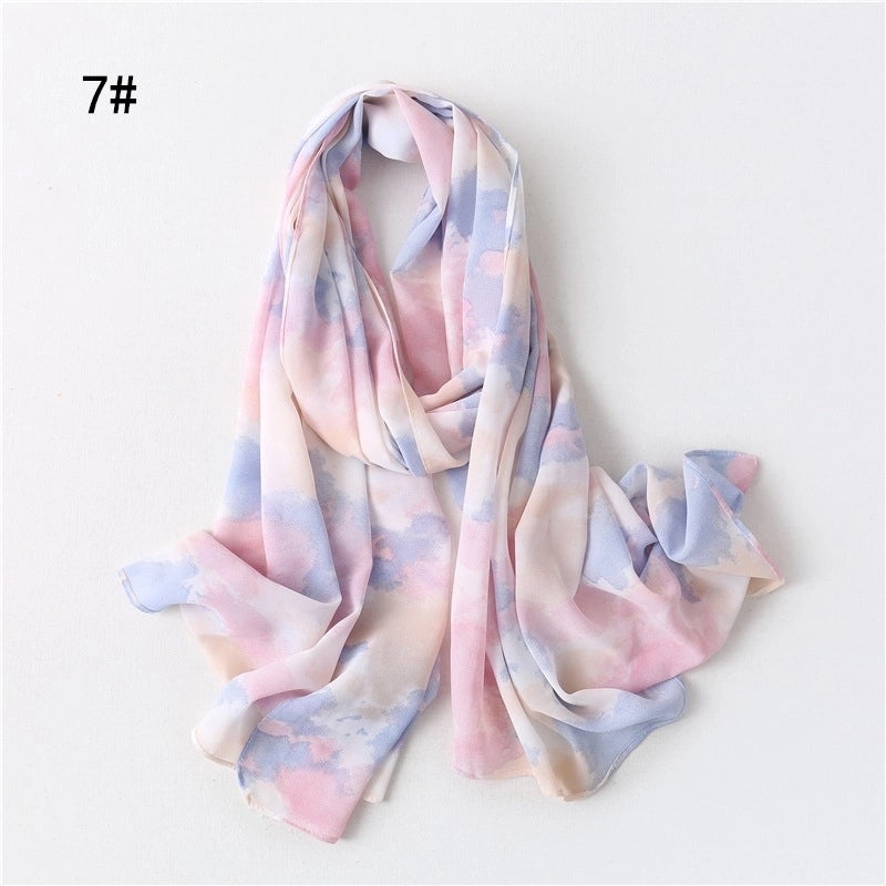 Women's Minimalist Tie Dye Chiffon Scarf