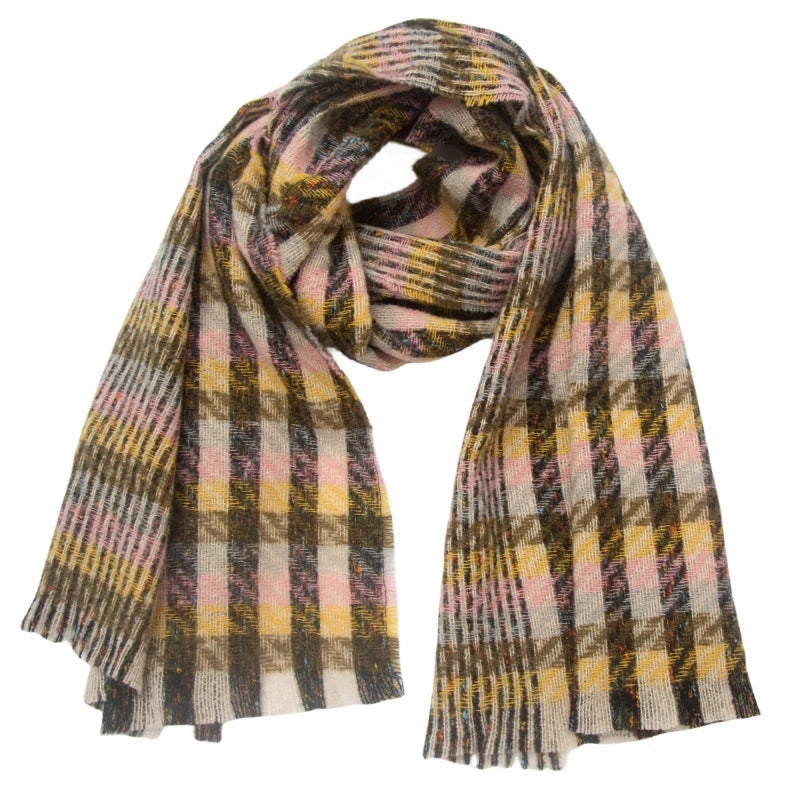 Unisex Casual Minimalist Lattice Polyester Tassel Scarf