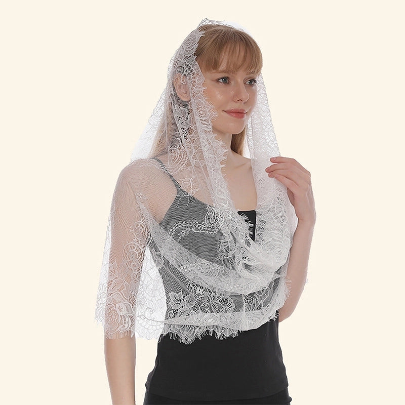 Women's Elegant Sweet Flower Polyester Lace Kerchief