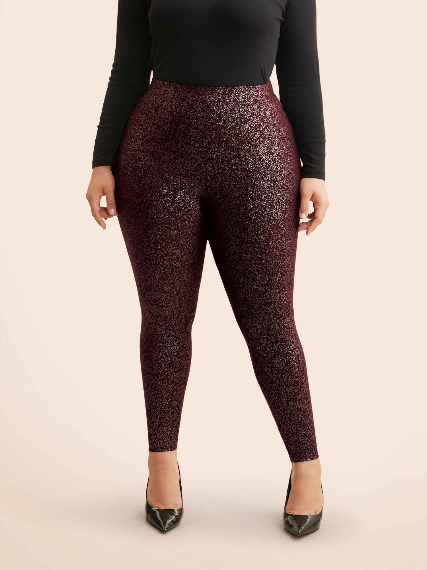 Glitter Pleated Skinny Leggings