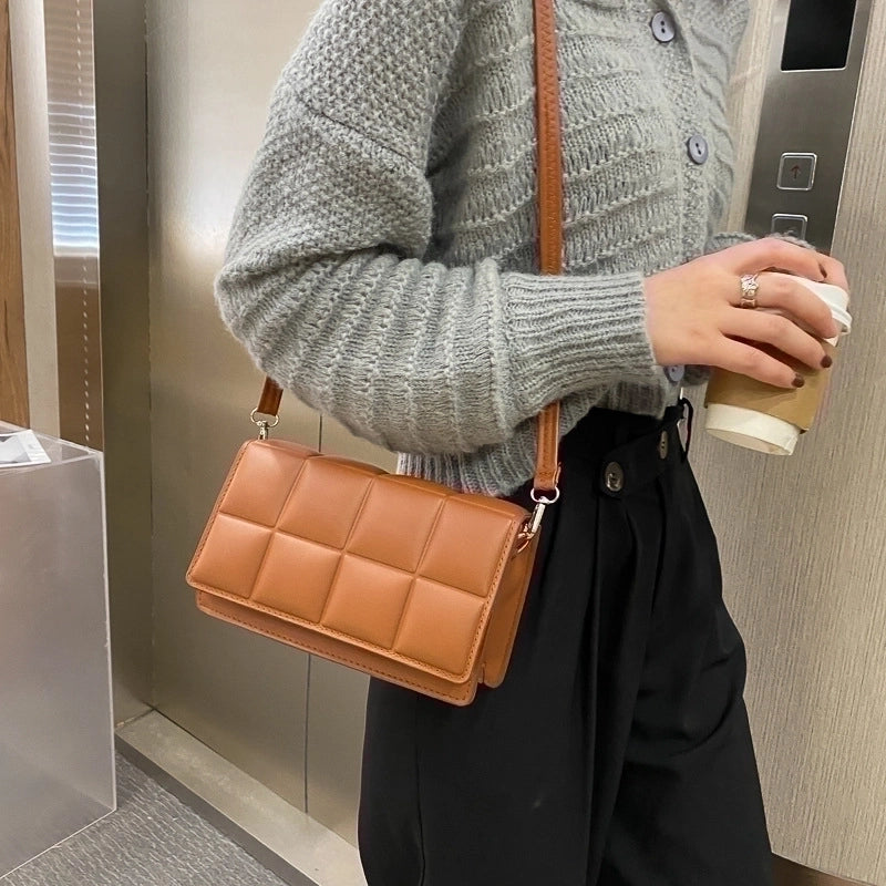 Women's Medium Pu Leather Solid Color Streetwear Square Flip Cover Crossbody Bag