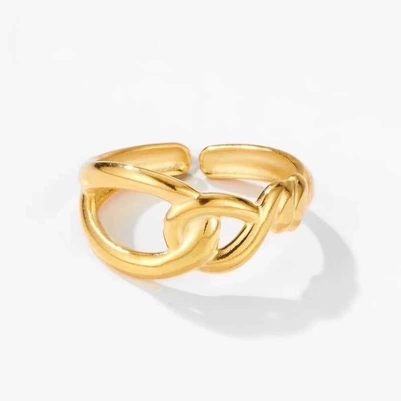 30 Pieces Casual French Style Leaf 304 Stainless Steel 18K Gold Plated Plating Open Rings