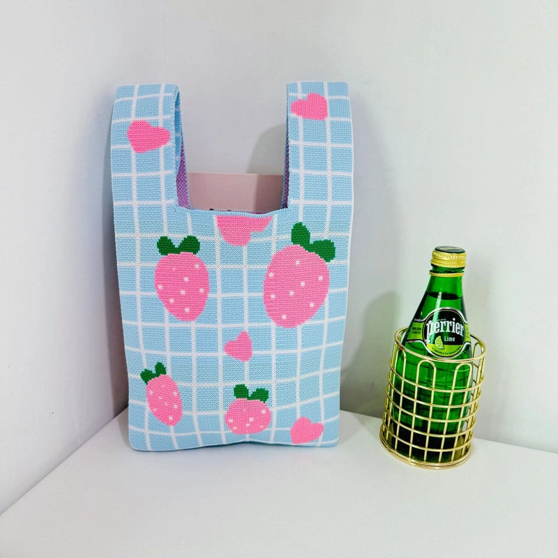 Women's Small Polyester Letter Fruit Cute Square Open Handbag