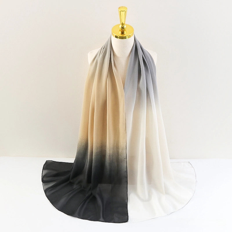 New 75D Chiffon Scarf Spring Long Scarf Gradient Scarf Spring And Autumn Building Season Scarf Women Factory