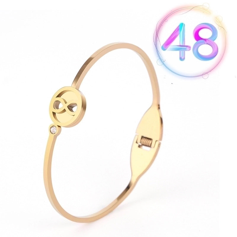 2 Pieces Fashion Geometric Stainless Steel Plating Zircon Bangle