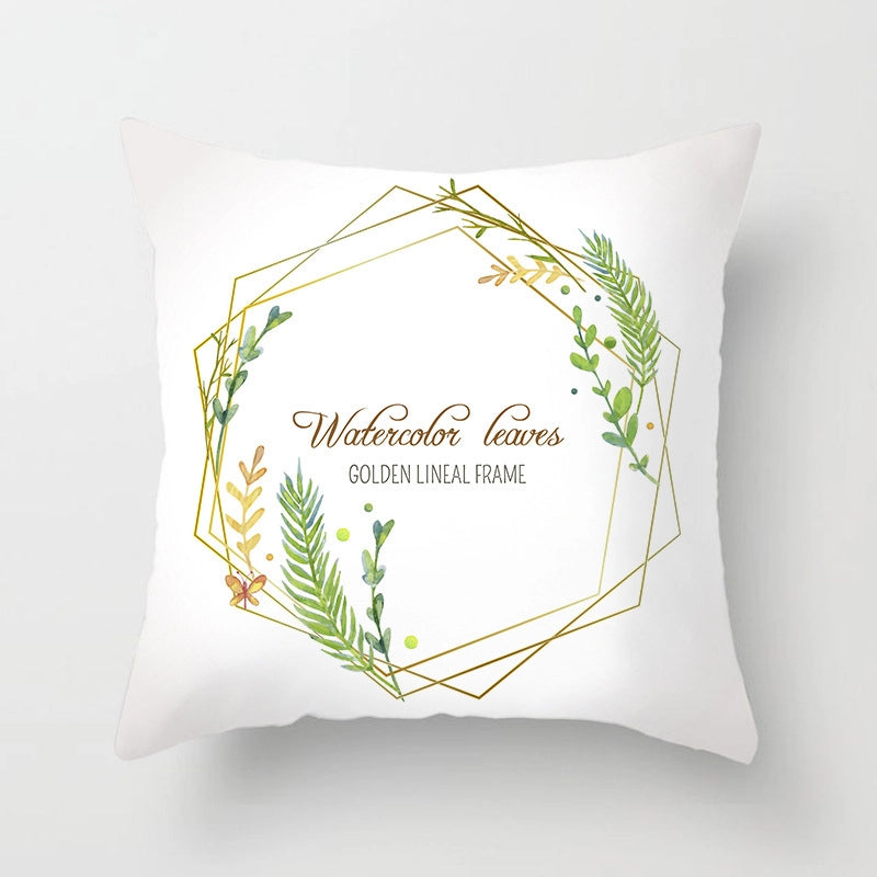 Modern Style Pastoral Letter Plant Linen Pillow Cases Couch & Sofa Decor
