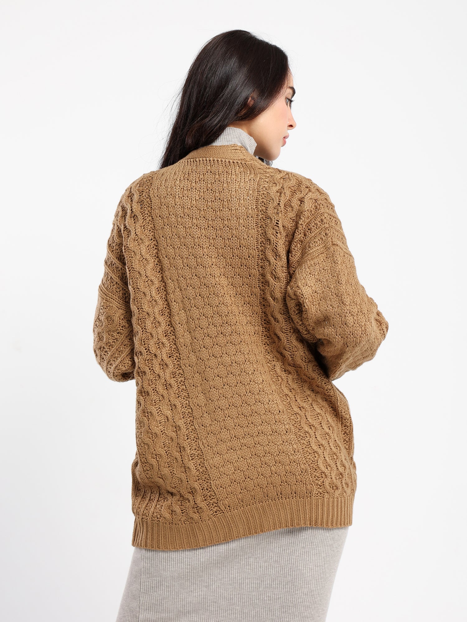 Textured Medium Length Cardigan