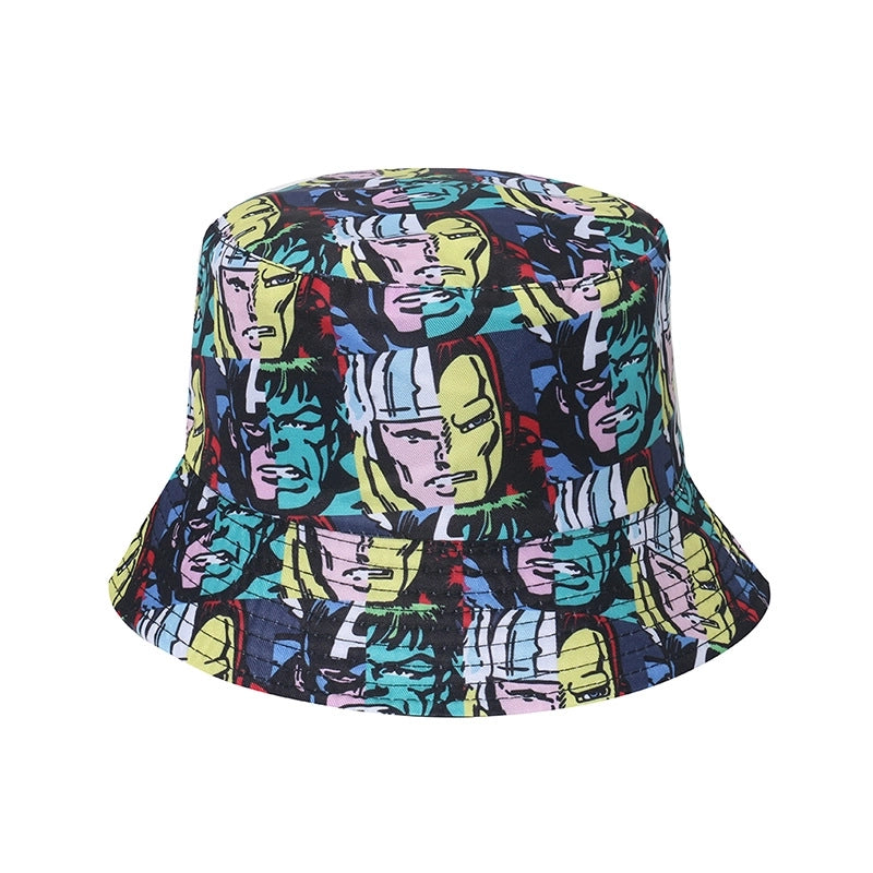 Unisex Exaggerated Punk Streetwear Sun Printing Flat Eaves Bucket Hat