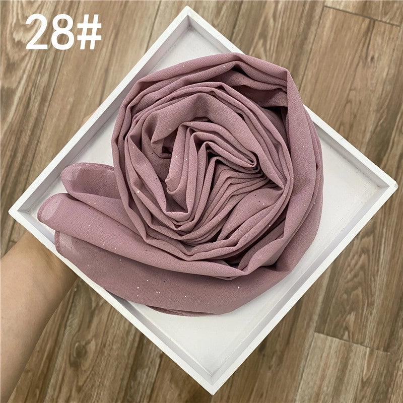 Solid Color Sprinkling Gold Pearl Chiffon Chiffon Fashion Sprinkling Gold Scarf Women's Toe Chiffon Glitter Scarf