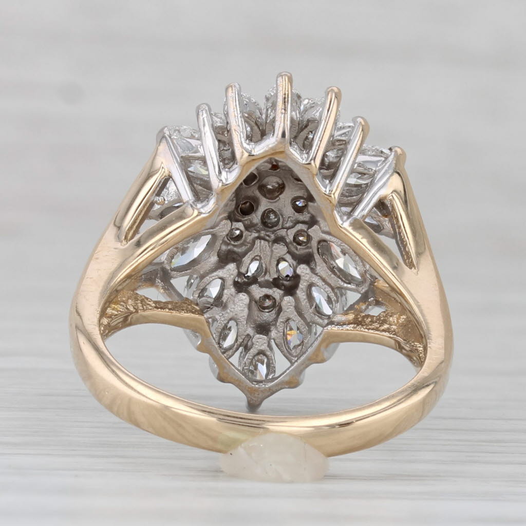 1.36ctw Diamond Cluster Ring 14k Yellow Gold Size 6.25 Cocktail