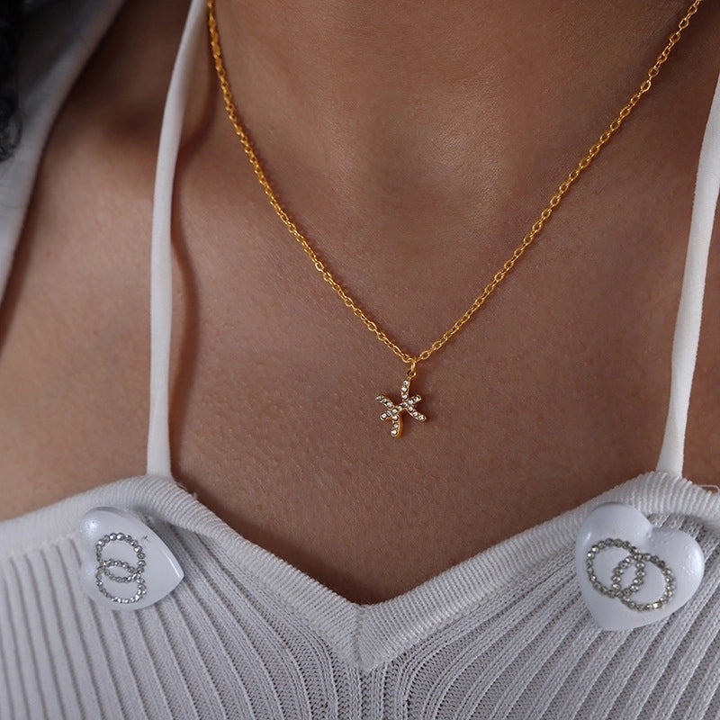 Minimalist Constellation Titanium Steel Zircon 18K Gold Plated Plating Inlay Pendant Necklace