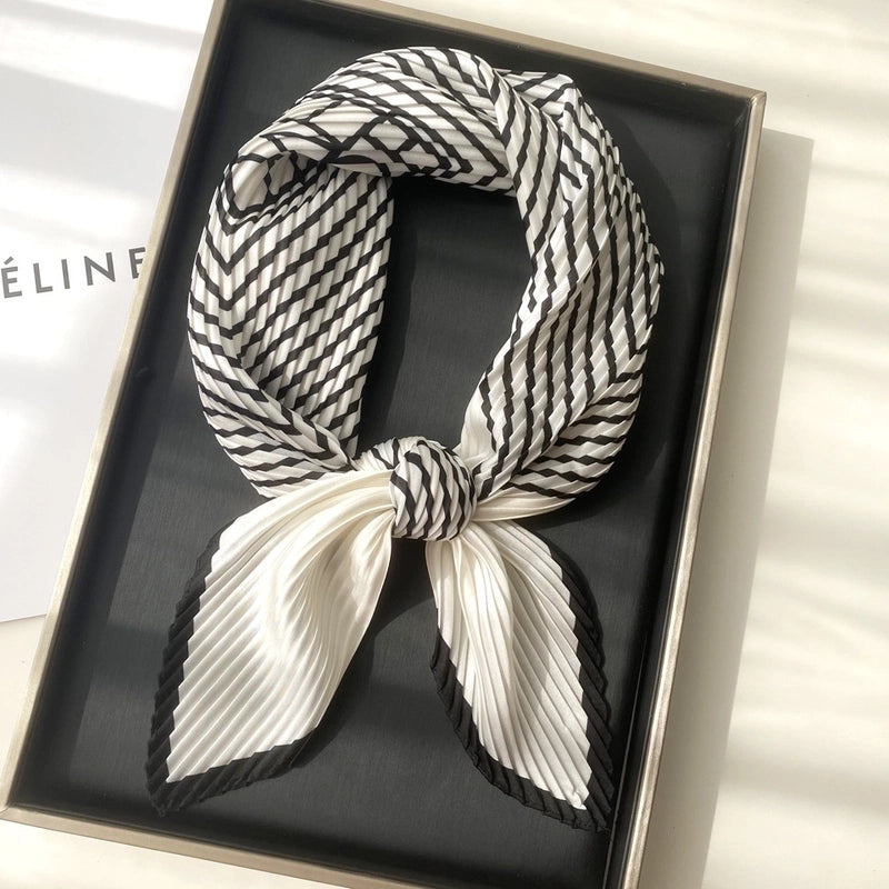 Women's Minimalist Stripe Satin Silk Scarves